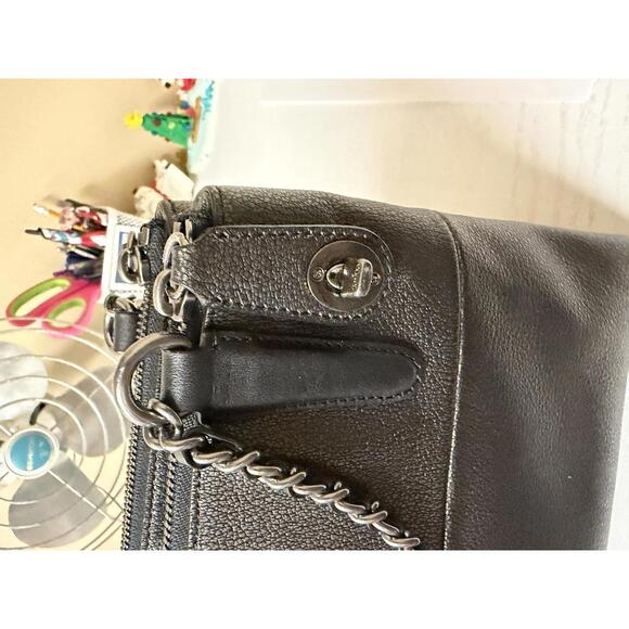 Coach 33619 Mini Borough Chain Bag Metallic Bronze Gunmetal Turnlock - Picture 7 of 8